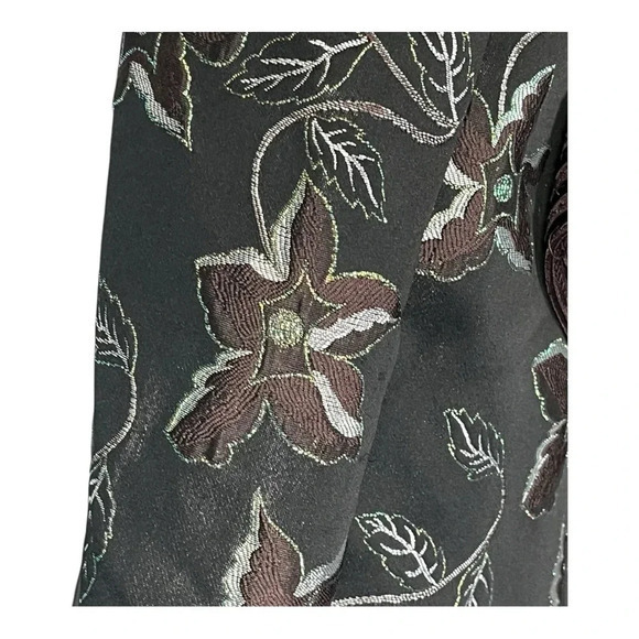 Vintage Elite Champagne Brown Floral‎ Embroidered Embellish Blazer Women Size 12 - Picture 8 of 16